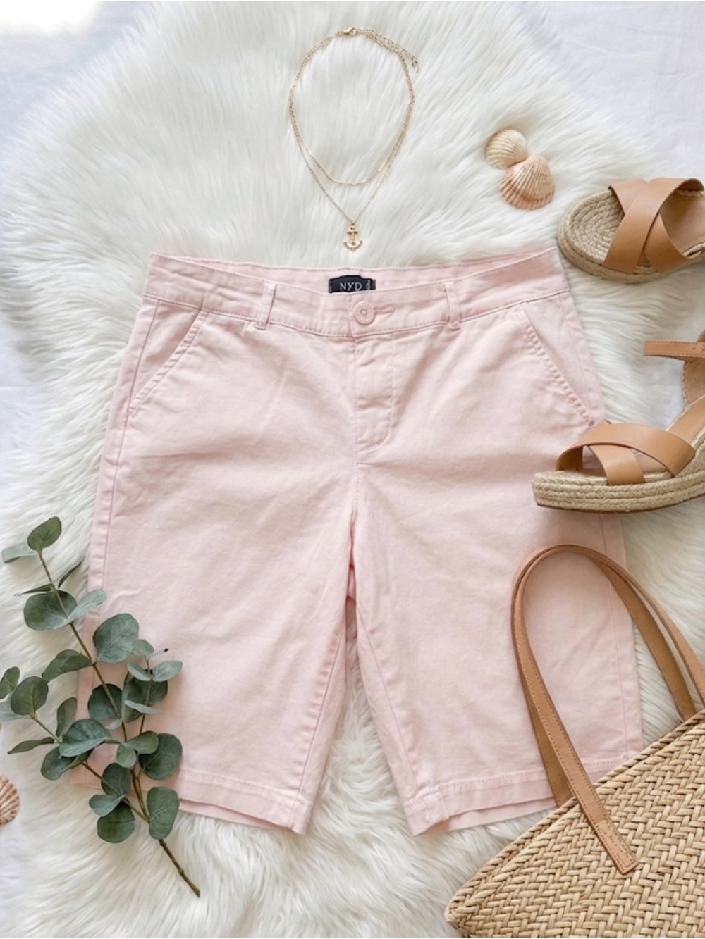 NYDJ Soft Blush Twill Bermuda Shorts